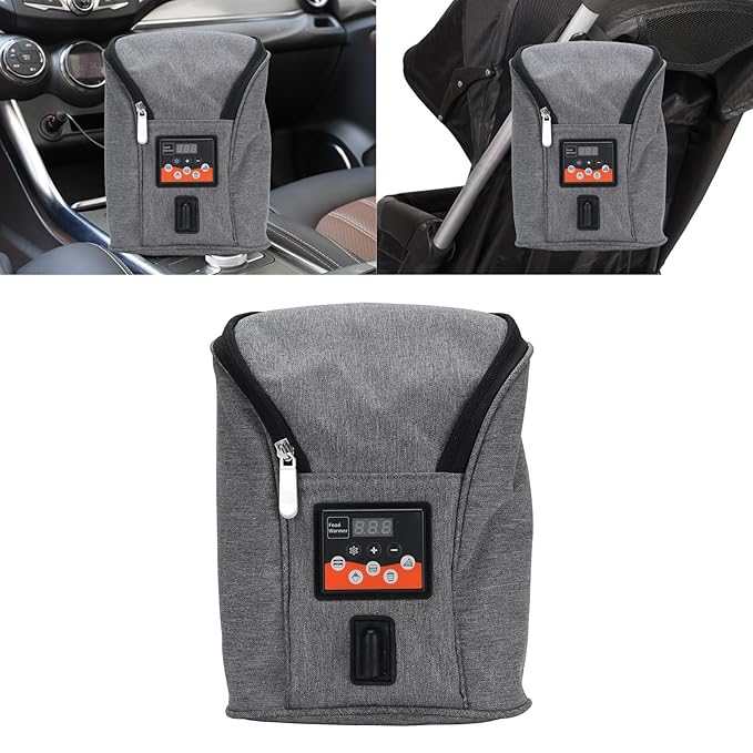 Portable Car Baby Bottle Warmer with Adjustable Temperature Control, Rapid Heating, Bottle Storage Bag, for DC12V Vehicles, Multi Purpose Baby Bottle Warmer Bag, 3.8L Capacity,