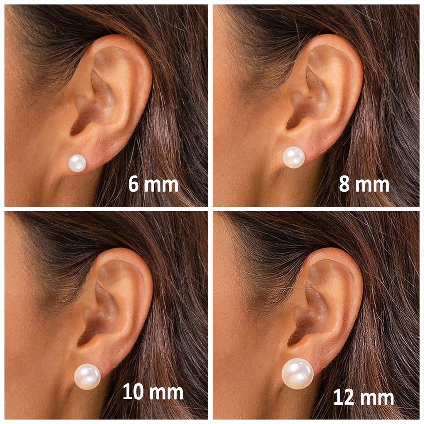 PAVOI 18K Gold Plated Sterling Silver Round Stud White Simulated Shell Pearl Earrings - 6mm