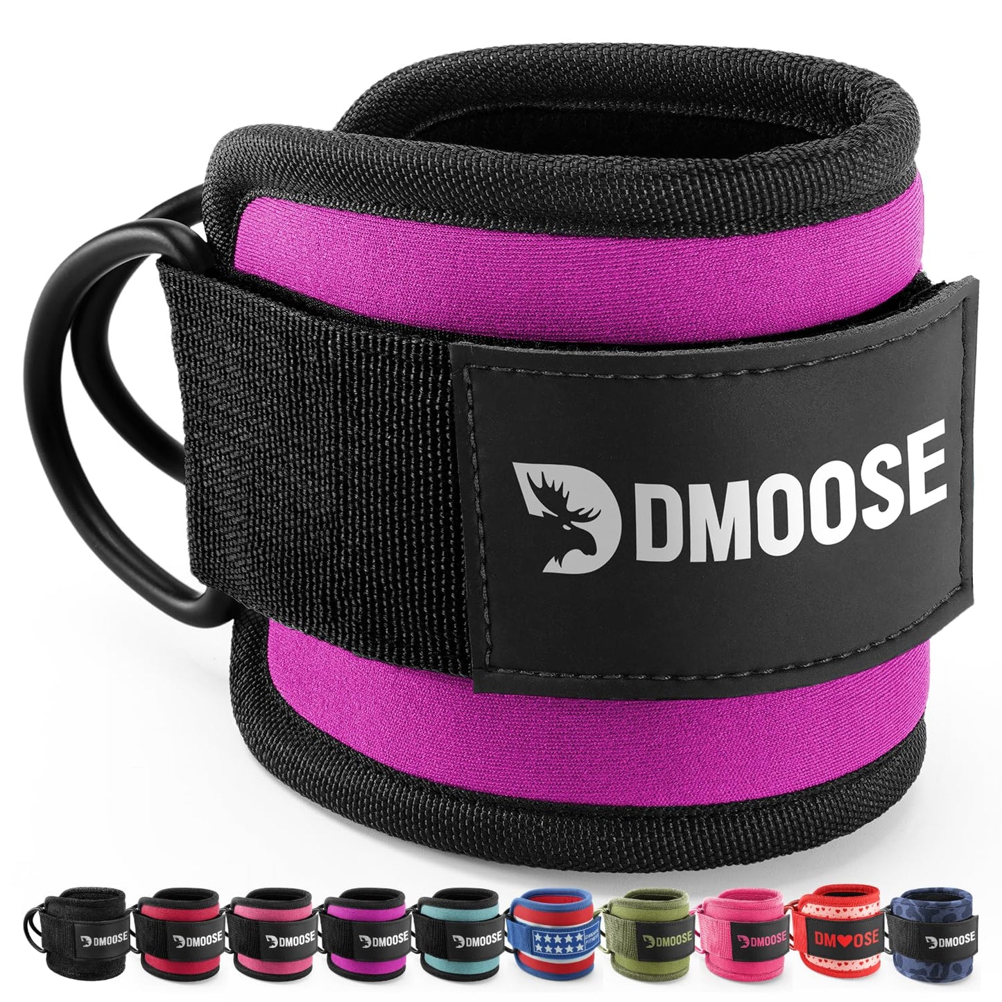 DMoose Ankle Strap for Cable Machine - One Size Fit with Premium Padding, Workout Kickback Ankle Cuffs, Ankle Bands for Working Out, Booty Workouts, Leg Extension, Hip Abductors & Lower Body Exercises
