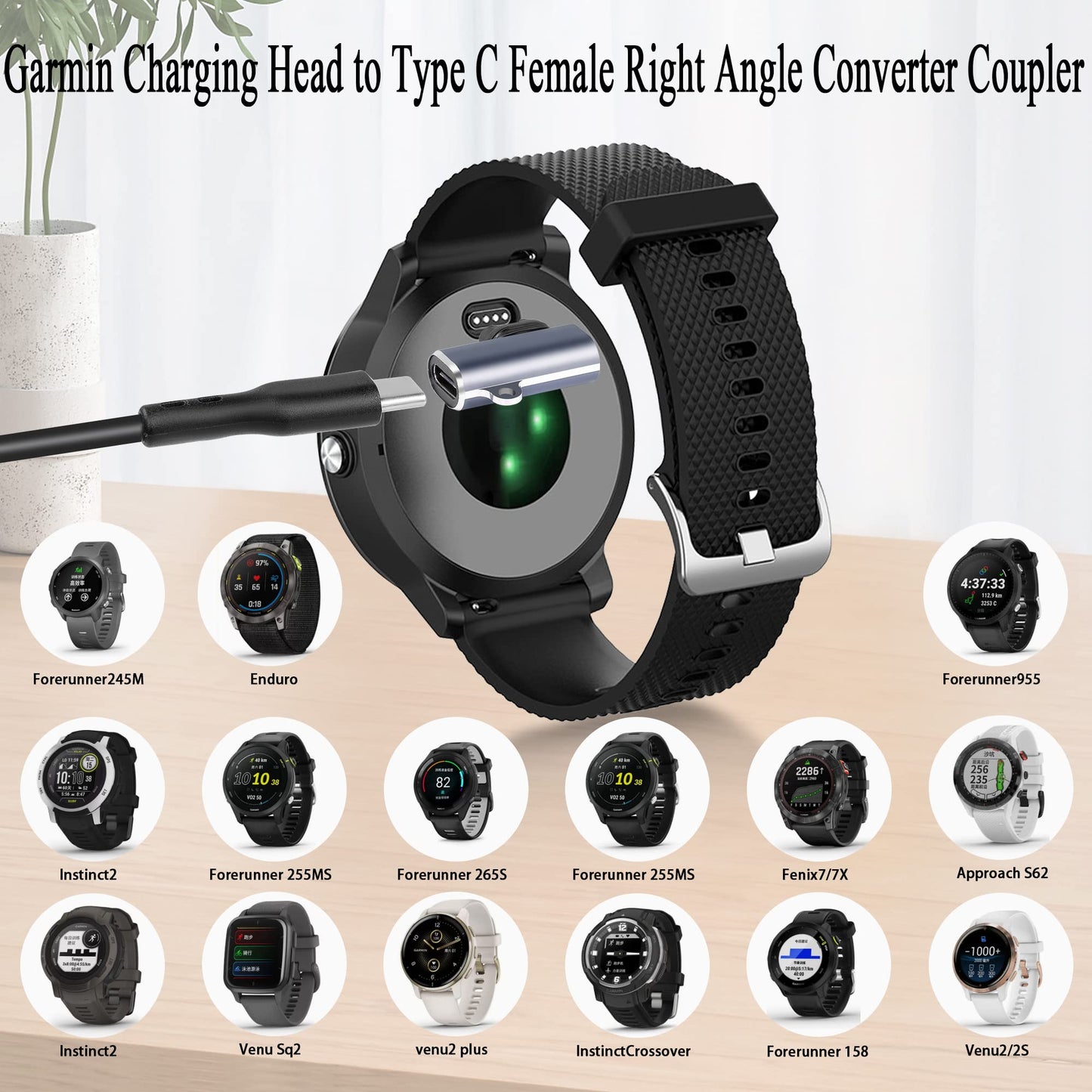 Qianrenon Usb C Watch 90 Angle Adapter Connector Smartwatche Charging Head To Type C Female Right Angle Converter Coupler, Alumi