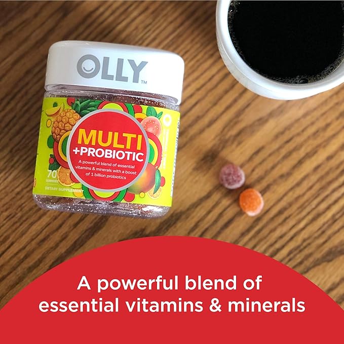 OLLY Adult Multivitamin Gummy with Probiotics, 1 Billion CFUs, 70 Count and Extra Strength Elderberry Gummies, Immune Support, 450mg, 60 Count
