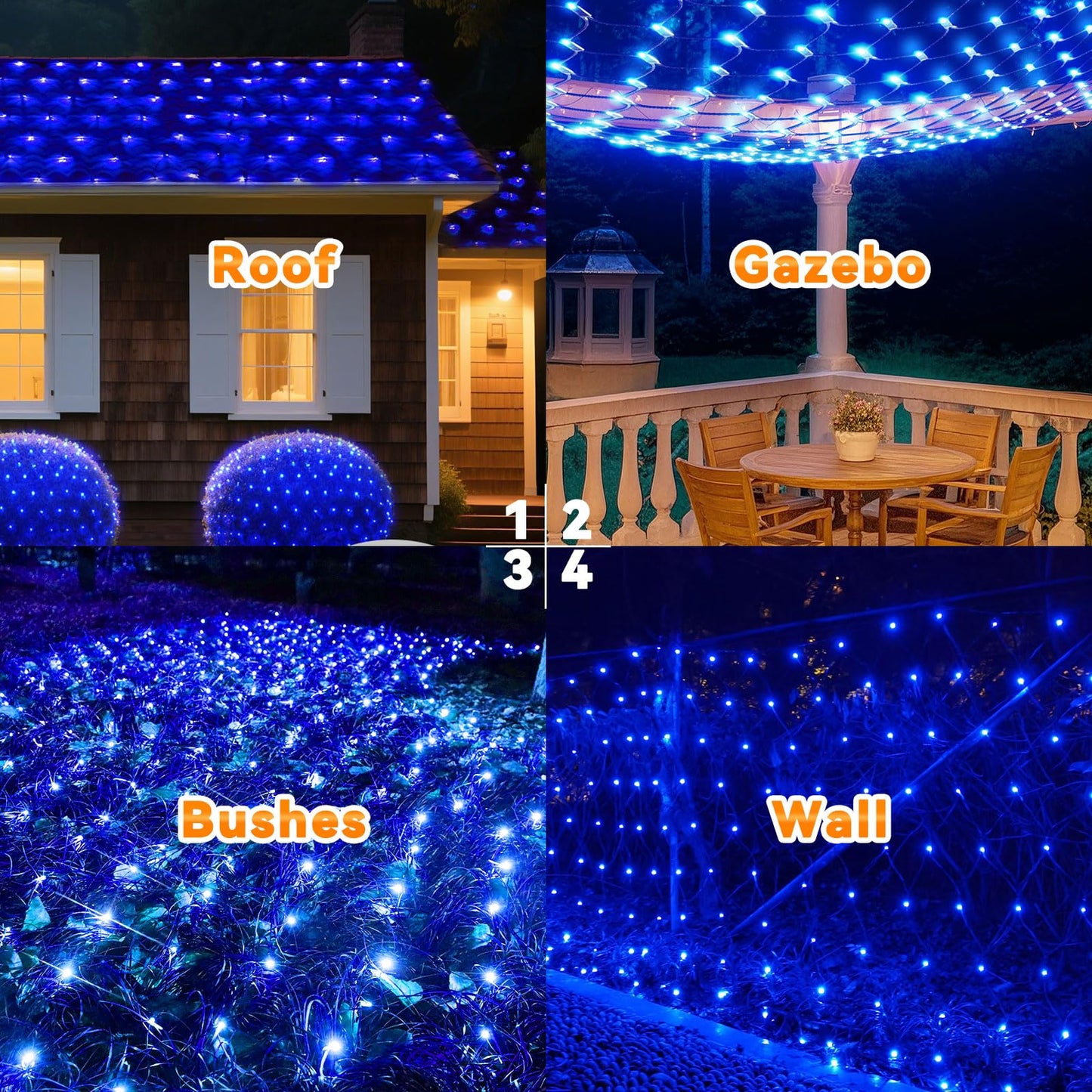 Lithome 14.8Ft X 5Ft Christmas Net Lights Outdoor Mesh Lights  300 Led Christmas Blue Net Light For Bushes Connectable  8 Modes Giant Mesh Light Waterproof Green Wire For Tree Garden Party Roof Decor