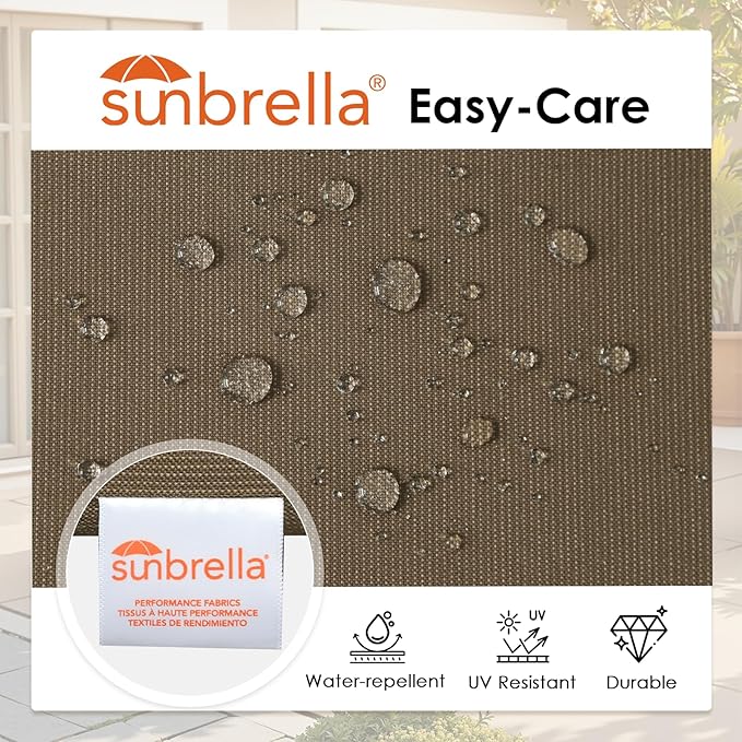 Outdoor Sunbrella Square Corner Seat Cushion, 19"x19"x3", Set of 4, Non Slip Seat Cushion Pads with Removable Cover for Patio Furniture, Garden Yard Lawn, Specrtum Caribou