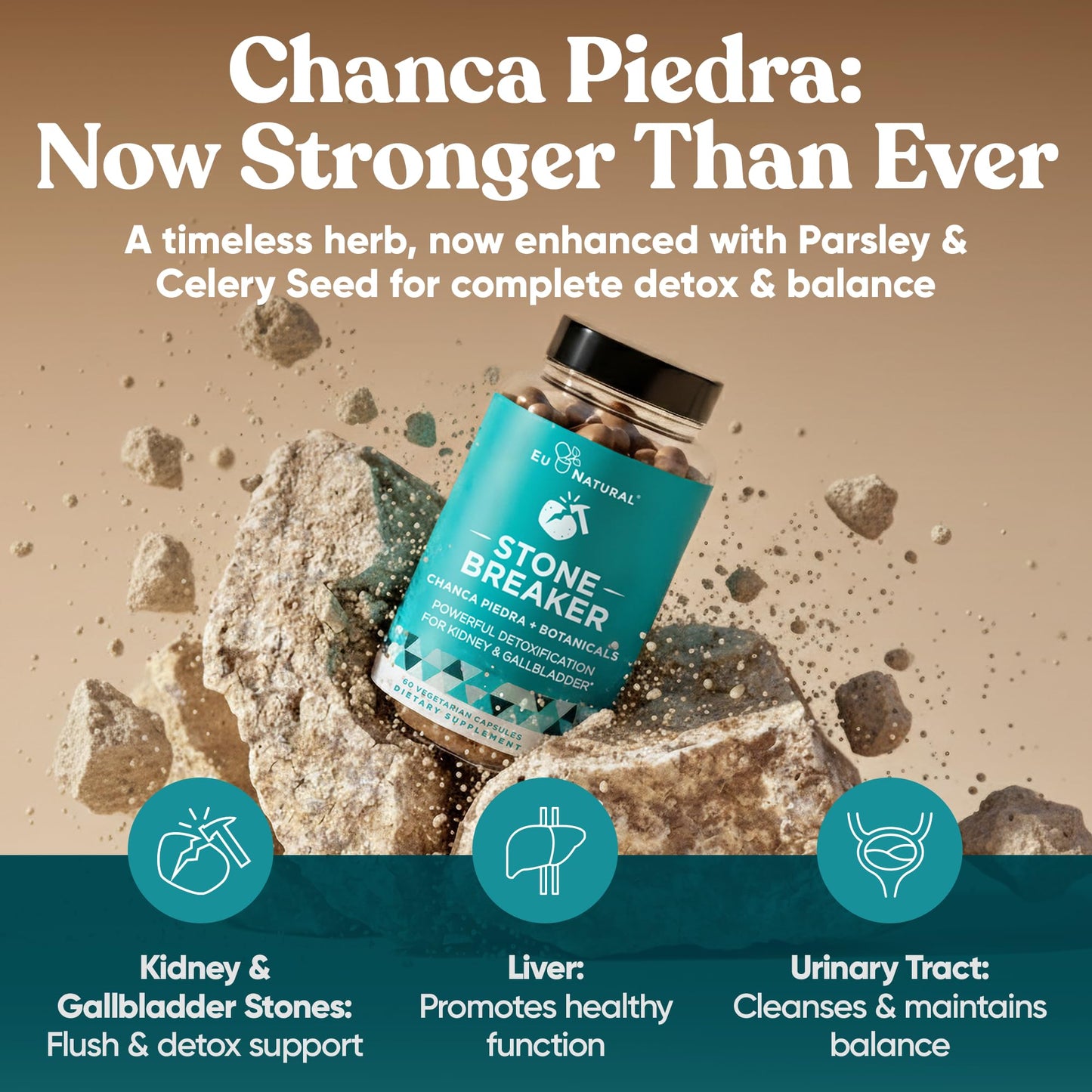 Chanca Piedra Stone Breaker - The Original Stone Breaking Formula with Celery Seed & Parsley - Supports Kidney, Gallbladder & Urinary Tract Cleansing to Help Flush Impurities - 60 Vegetarian Capsules