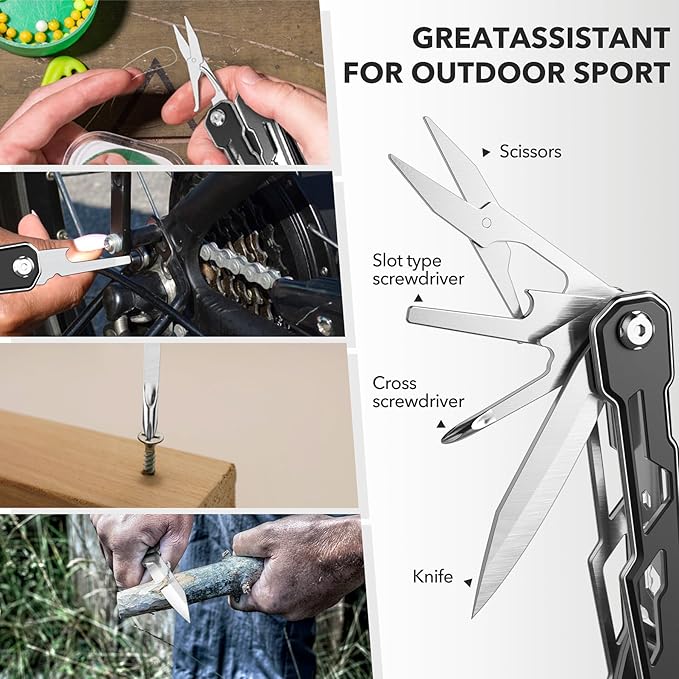 Multitool with Safety Locking,16-in-1 Multi Tool Stainless Steel Pocket Knife Set with Pliers, Upgrade Camping Tool Gifts for Men,for Survival, Camping, Hiking, Outdoor 10 Pcs