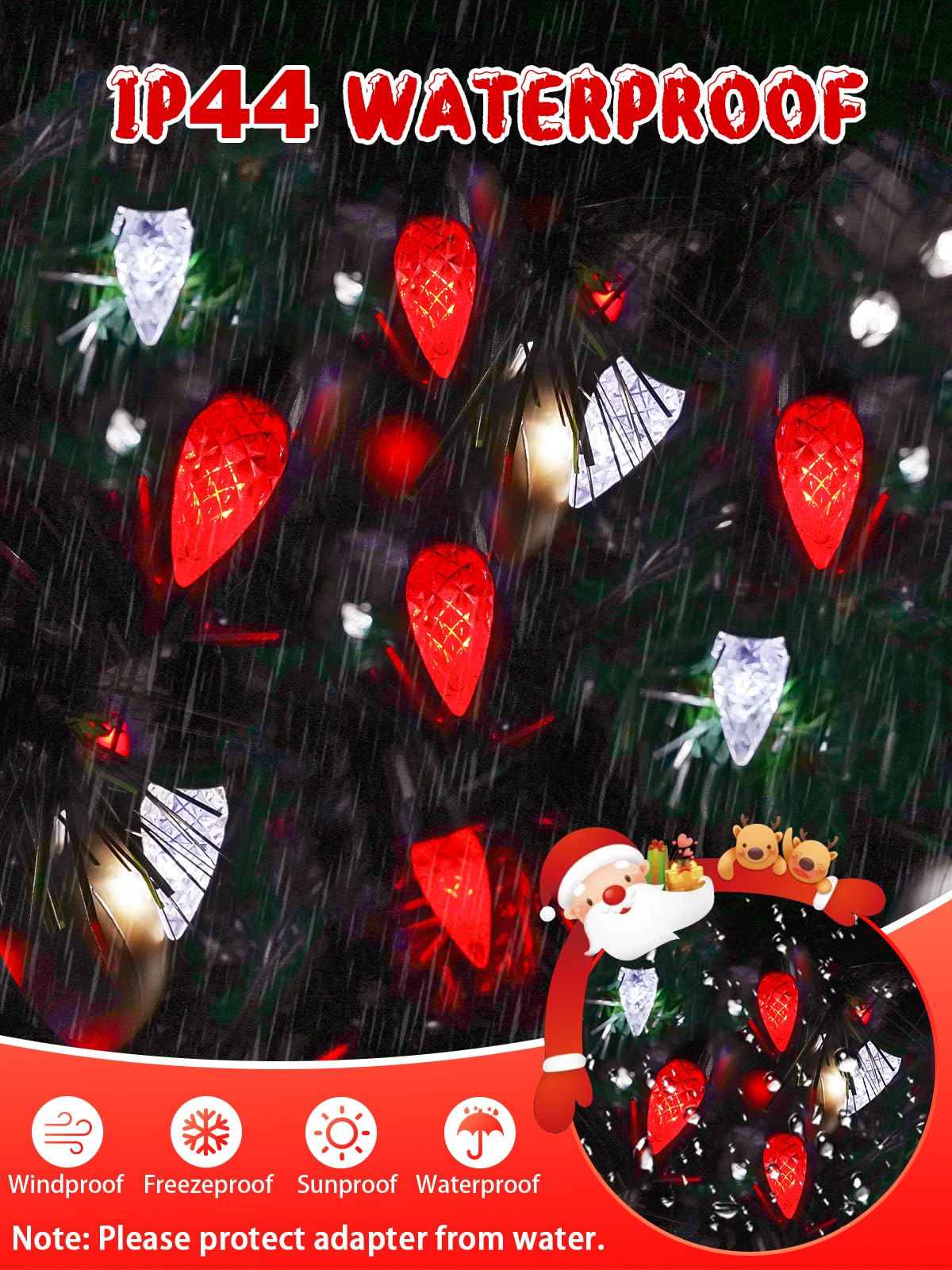 240 Led 78Ft C6 Christmas String Lights  Super Long Christmas Lights Outdoor Indoor With 13 Modes & Timer  Waterproof Fairy Twinkle Light Plug In For Tree Garden Party Xmas Decorations (Red & White)