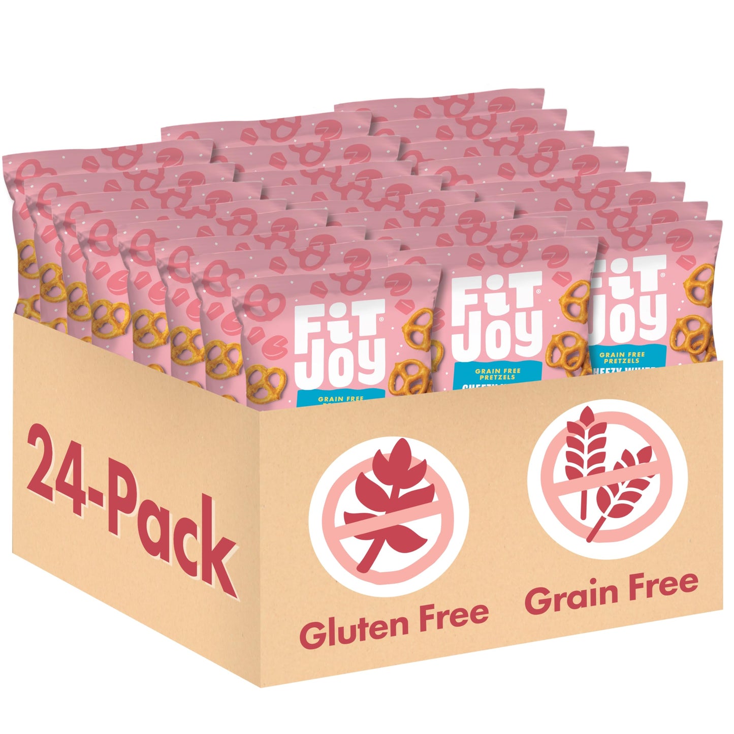 FitJoy White Cheddar Pretzels Snack Pack - Gluten Free, Vegan, 0.5 Oz, 24 Count