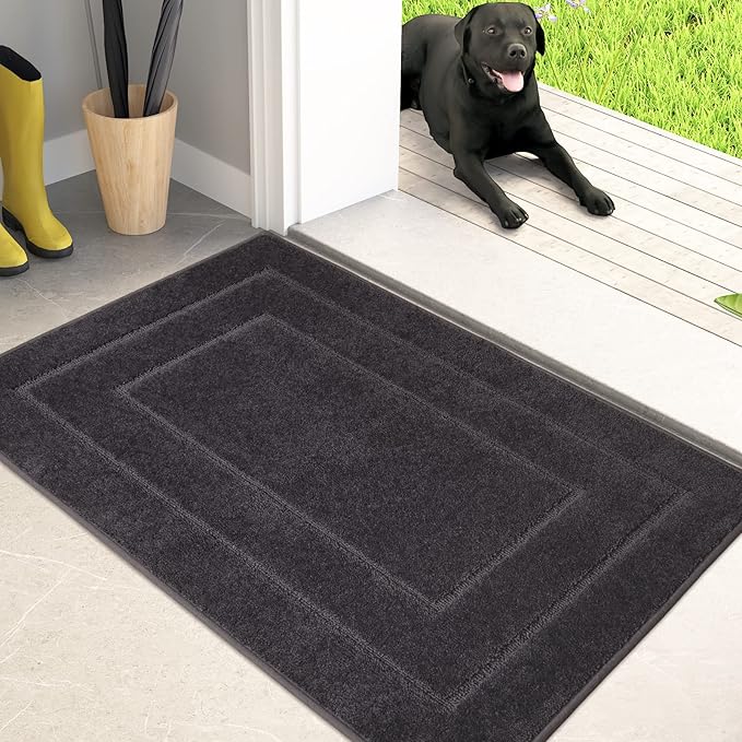 PURRUGS Dirt Trapping Door Mat 20" x 31.5", Non-Slip/Skid Machine Washable Entryway Rug, Dog Doormat, Super Absorbent Welc...