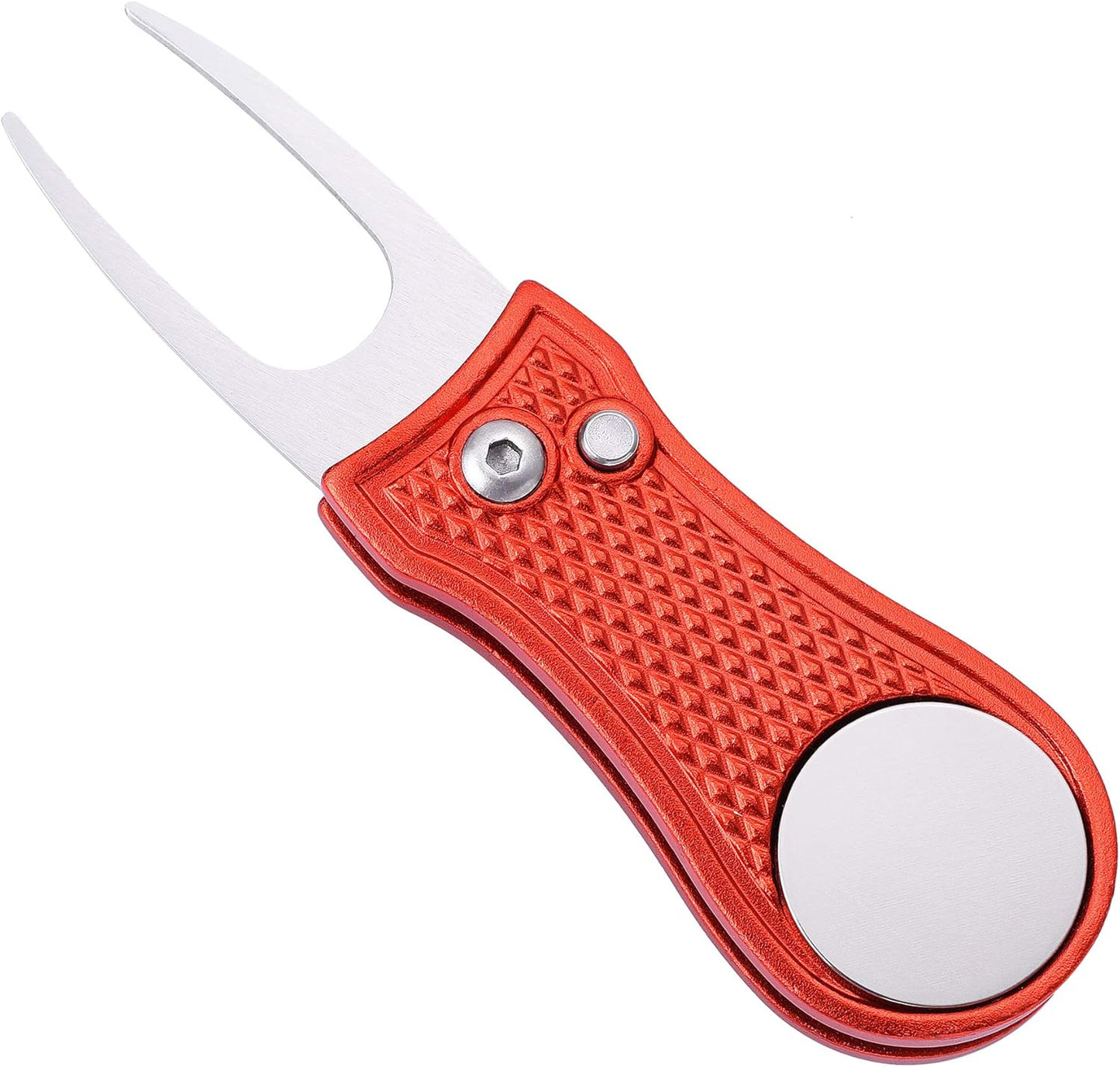 Mile High Life Golf Divot Repair Tool, All Metal Foldable Divot Tool with Pop-up Button & Magnetic Ball Marker