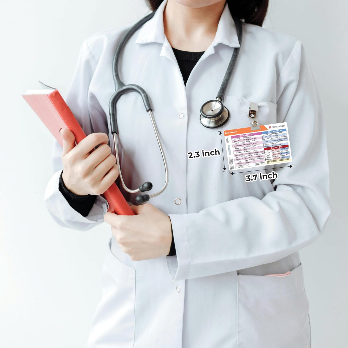 Lab Value Reference Card: Quick Clinical Guide, Fits Horizontal & Vertical Badge Reels