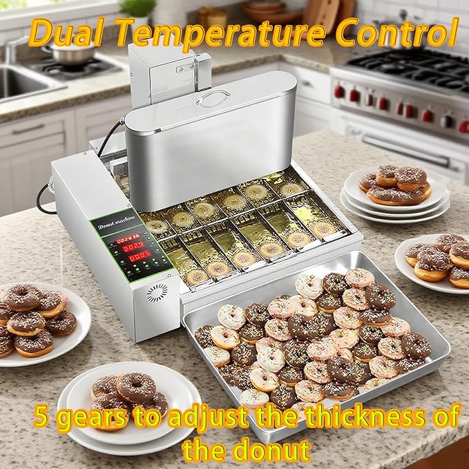 Commercial 6 Rows Automatic Mini Donut Maker Machine, Frying Donuts Maker, Frying Doughnut Machine, For Restaurant, Bakery, Party, Dessert Shop, 2600pcs/hour