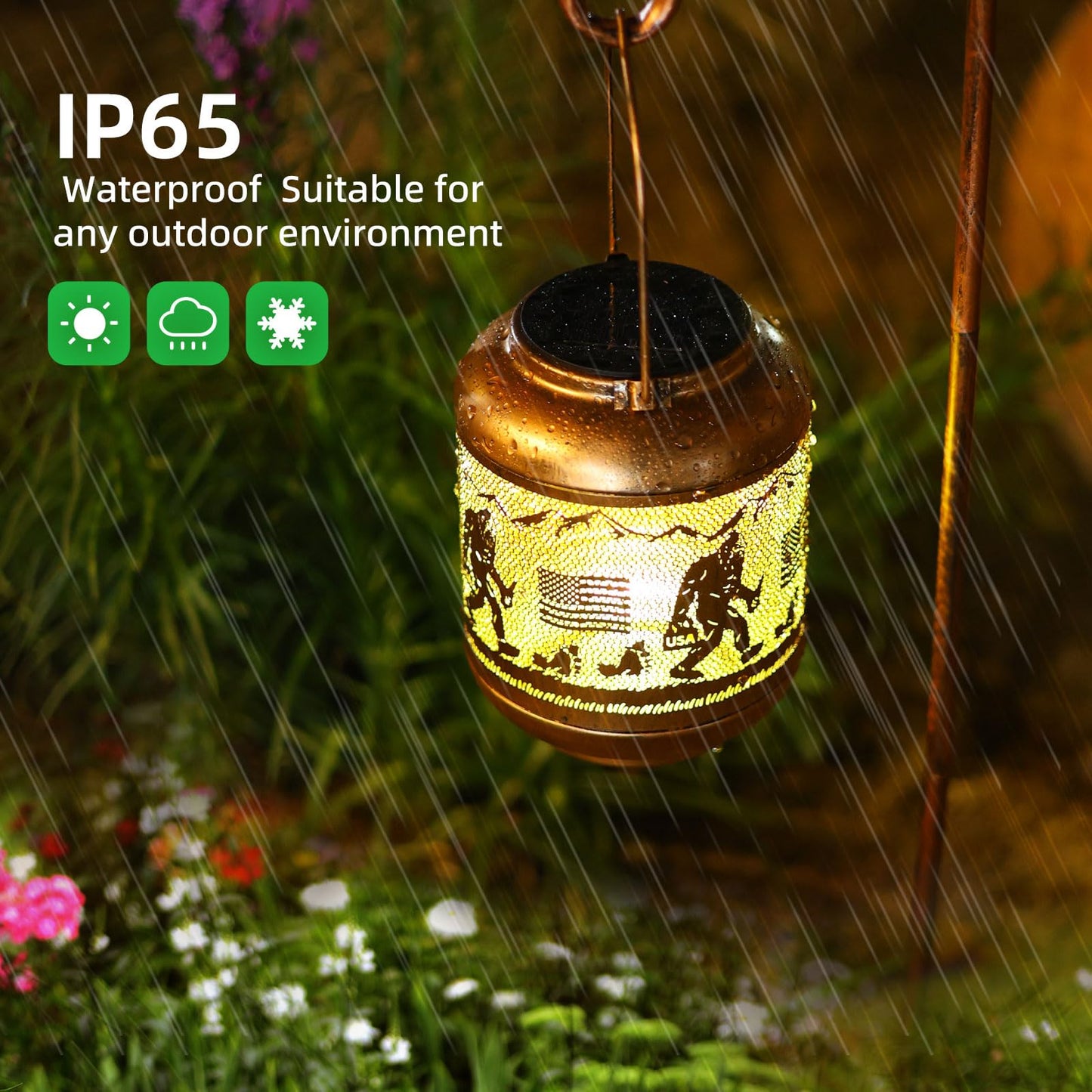 Bigfoot Solar Lanterns Outdoor Waterproof Hanging Solar Lights Big Foot Sasquatch Birthday Gifts For Women Men Metal Decoratives Led Lantern For Patio  Backyard  Porch  Yard  Lawn  Garden Decor