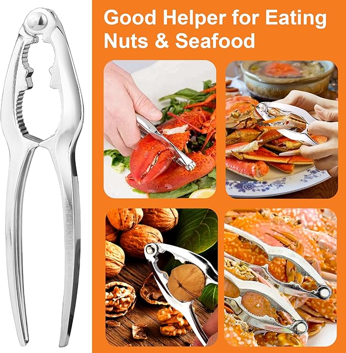 Crab Crackers and Tools, 12 Pcs Crab Crackers, Lobster Crackers and Tools, Seafood Tools Set, Walnut Nut Cracker Set, Home Restaurant Kitchen Tools