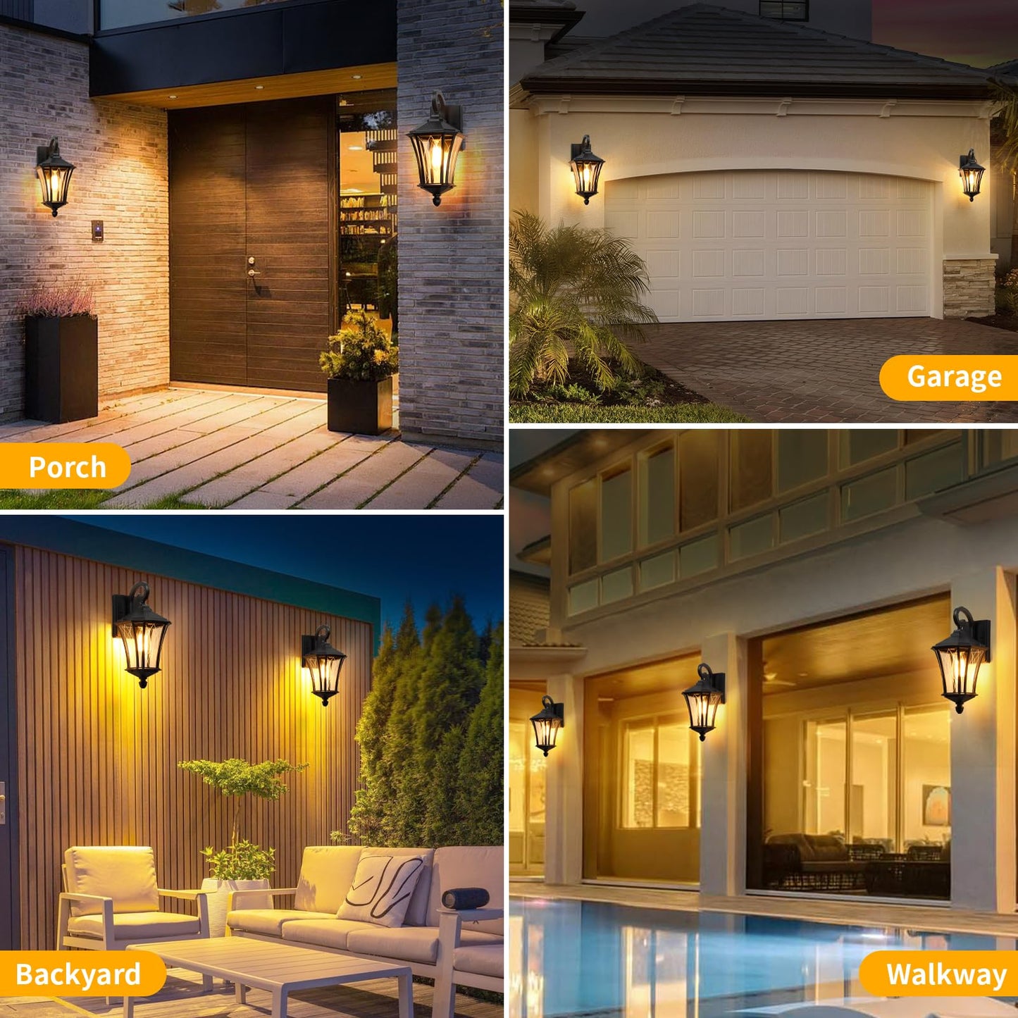 Ysn 19 Large Outdoor Wall Lights 2 Packs  Black Porch Light Fixture Exterior Sconce Light  Retro Outdoor Lighting Fixtures Wall Mount  Waterproof Outdoor Lights For House Garage Yard