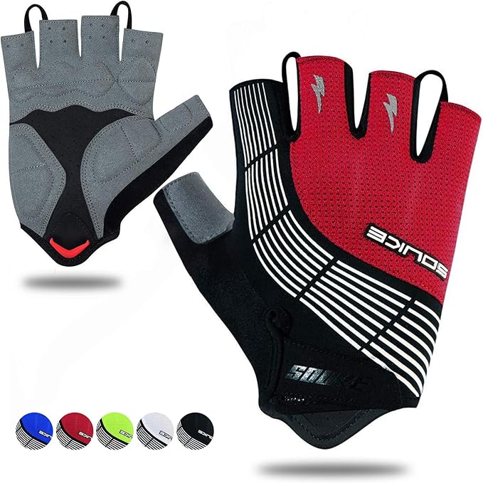 Souke Sports Cycling Bike Gloves - Padded Half Finger Bicycle Gloves with Shock-Absorbing, Anti-Slip, Breathable MTB & Roa...