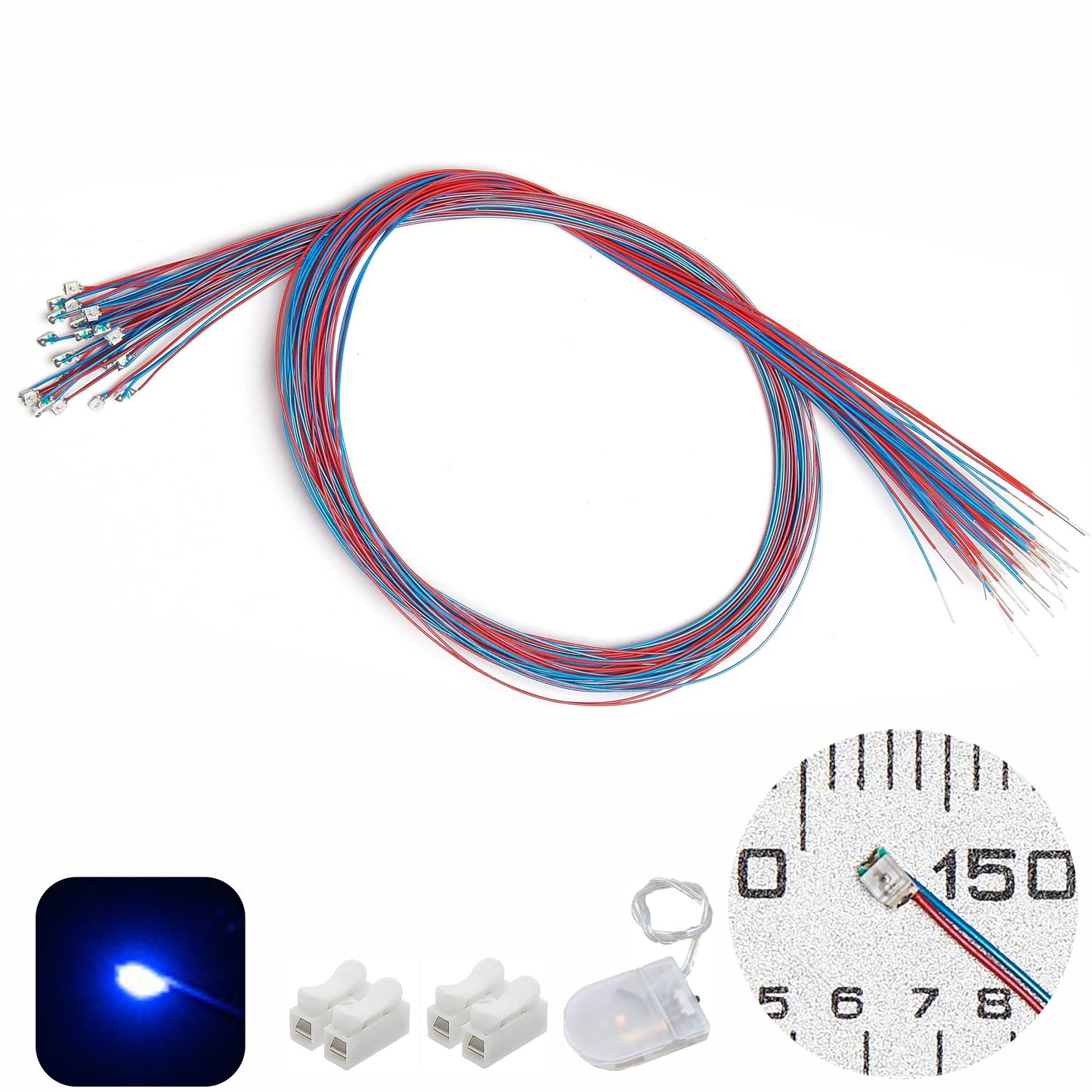 ZZHOB 25PCS Pre-Wired 0805 SMD LEDs, Continuous Blue Light, Copper, 25 Count, Blue
