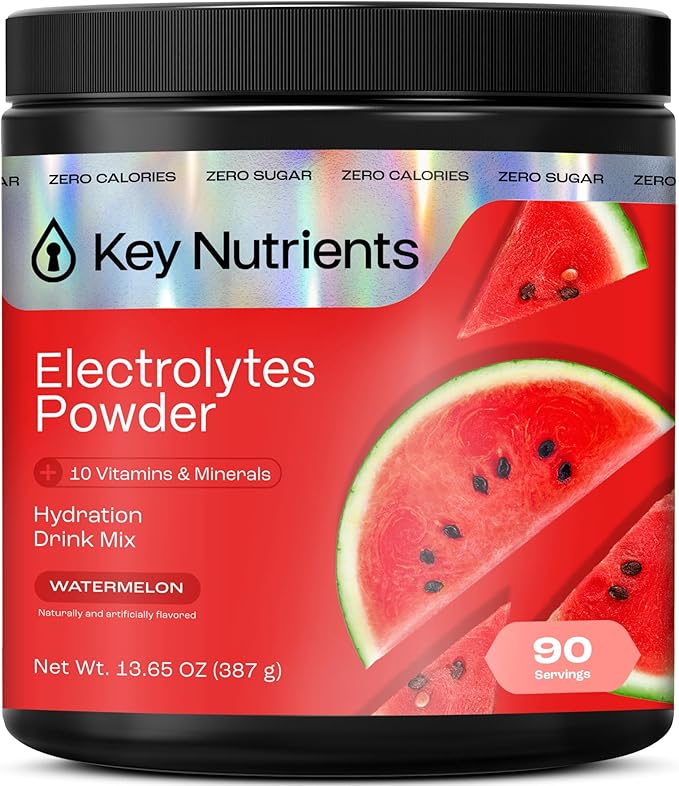 KEY NUTRIENTS Multivitamin Electrolytes Powder No Sugar for Recovery - Refreshing Watermelon Electrolyte Powder - Hydratio...