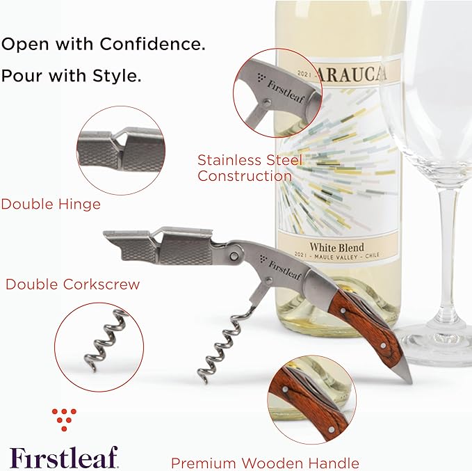 Waiter Corkscrew Wine Opener - Bartender Manual Bottle Opener/Foil Cutter and Cap Remover/Smooth Wine Bottle Opening on Stubborn Corks/Wine Key for Servers/Great Wine Accessory or Gift