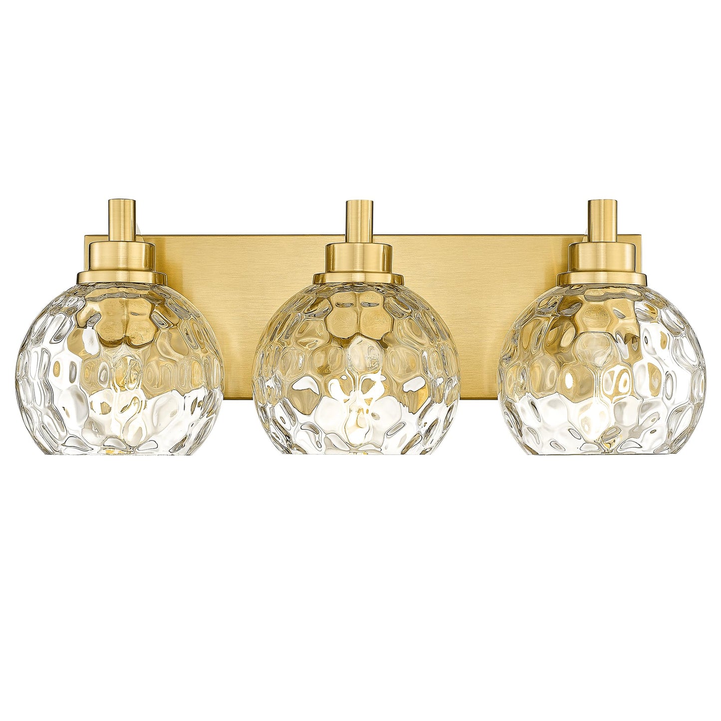Metwet Bathroom Light Fixtures Over Mirror  3-Light Brushed Gold Vanity Light With Clear Hammered Glass Globe Shade  Modern Sconces Wall Lighting Bedroom Hallway  Vl200-Bg-3