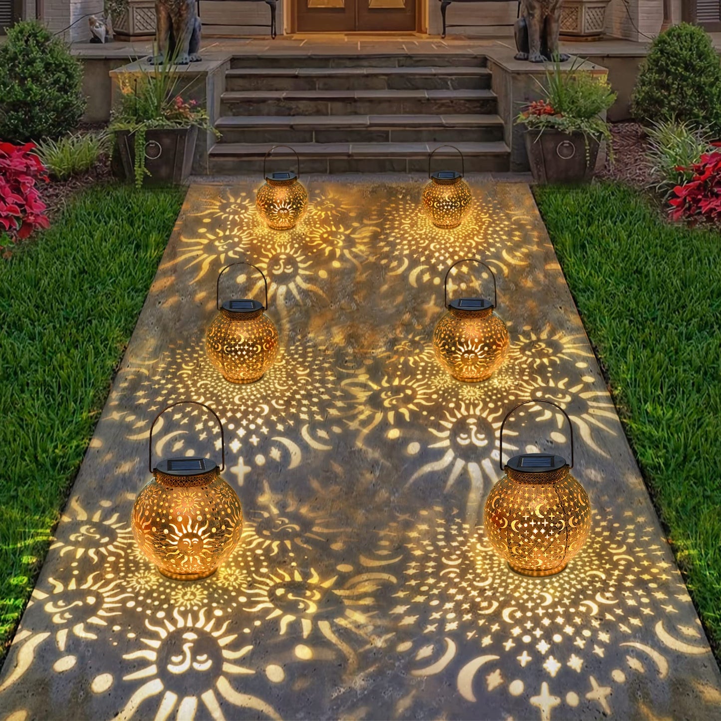 Go2garden Solar Garden Lanterns - Decorative Metal Hanging Lights, Waterproof, Small, Bronze, Model CW2009MS