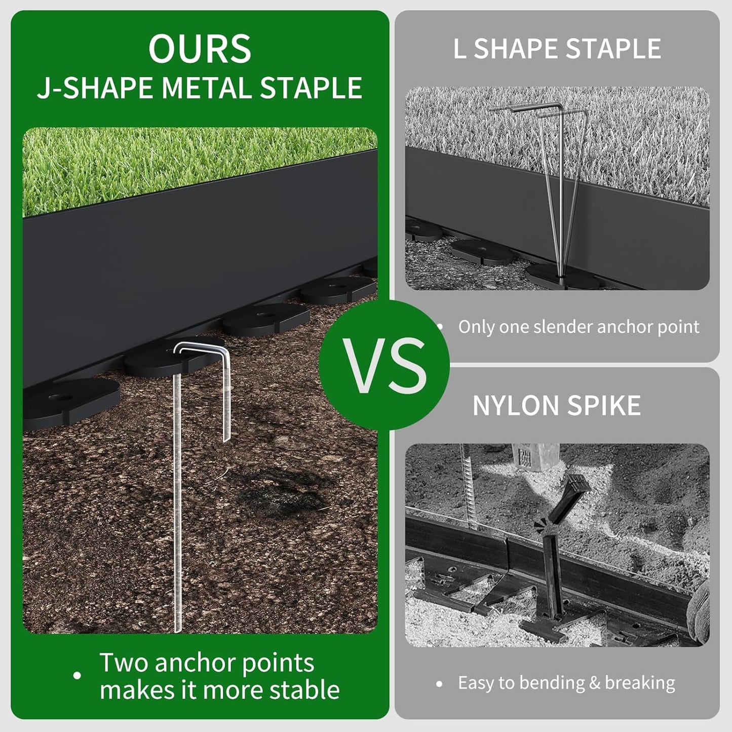 102FT Landscape Edging 4 in Tall with 110 Spikes, Garden Edging Border and 1 Hammer, Plastic Landscape Edging Border Lawn Edging for Landscaping, Flower Beds, Yard