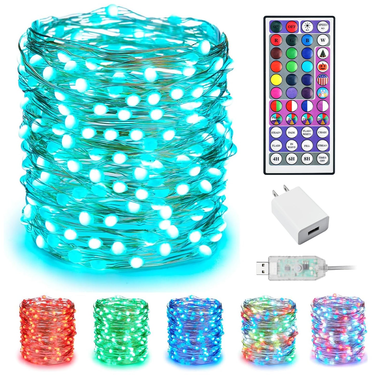 Minetom Fairy String Lights - 100 LED USB Operated - 33ft Silver Wire - Remote Control - Indoor Decor