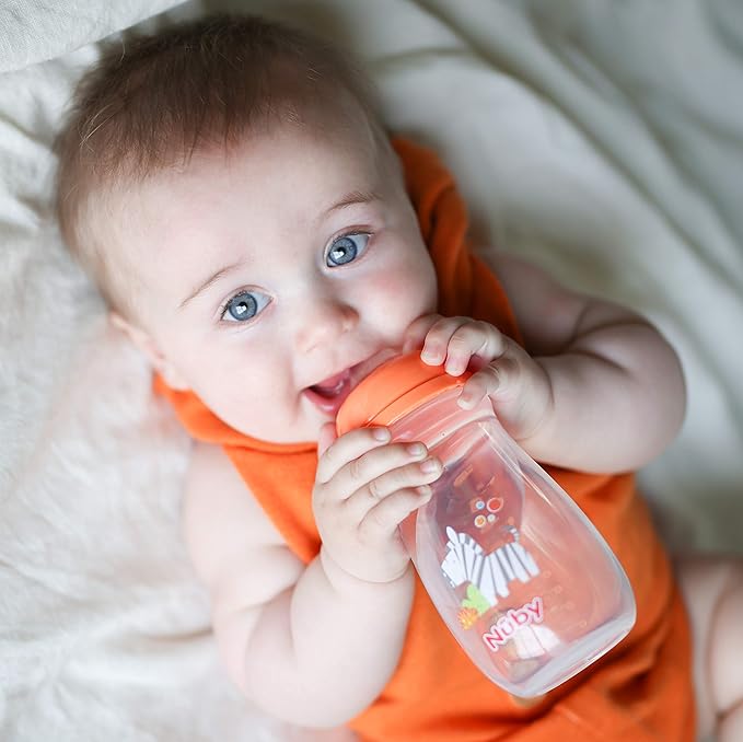 Nuby Tritan Wide Neck Non-Drip Bottles with Anti-Colic Air System: 9oz./ 270 Ml, 3 Pack, 3M+, Multi
