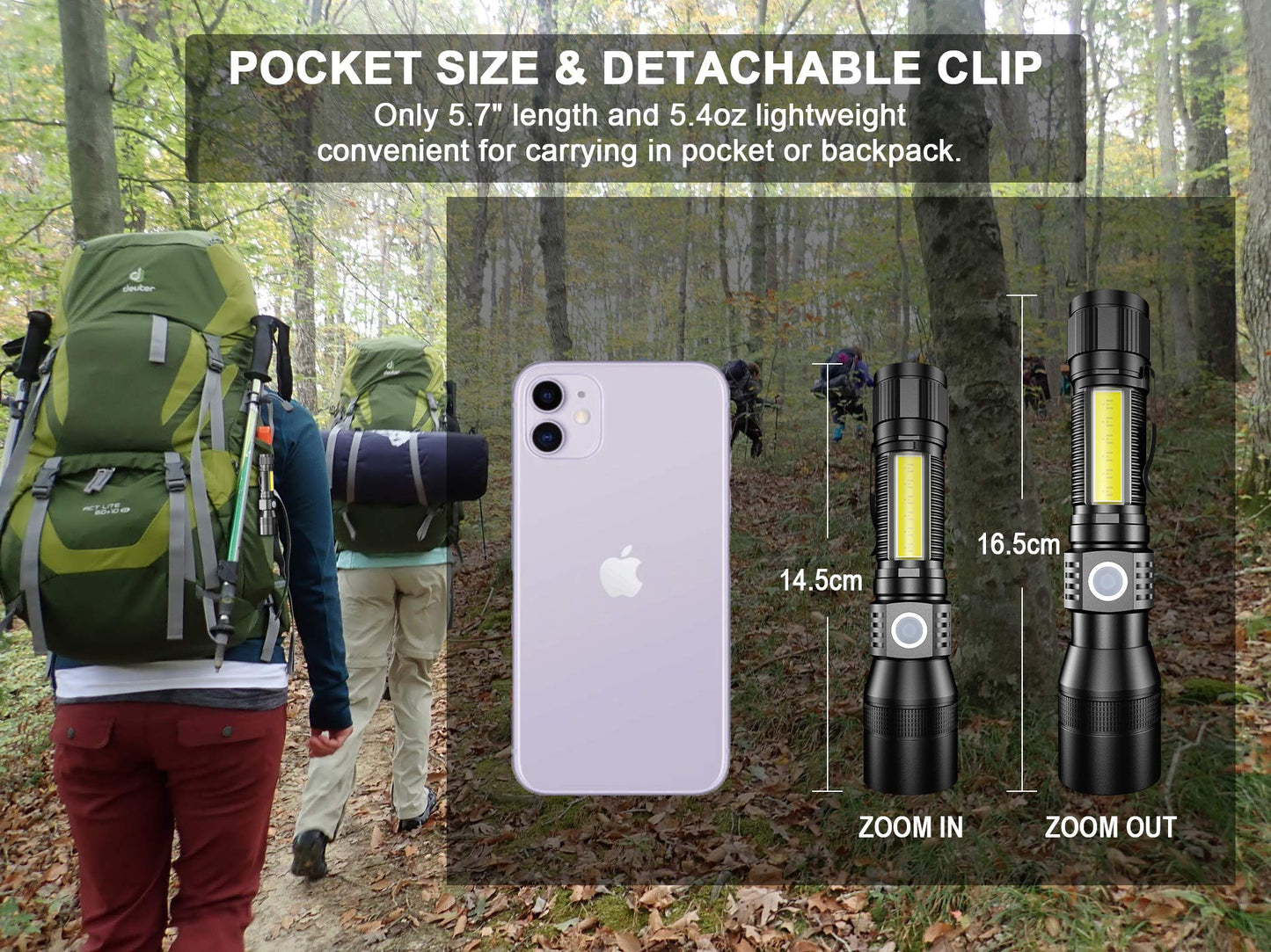 Spriak UV Flashlight Black Light, USB Rechargeable, 1000lm, 7 Modes, Waterproof, Aluminum, 1 Pack
