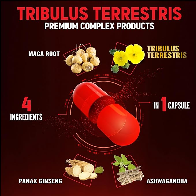 Zolotus 2 Packs Tribulus Terrestris with Maca Root Ashwagndha Root, Panax Ginseng - 6 Months Supply