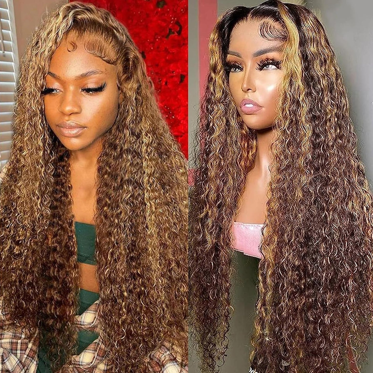 Peenoll Highlight Dark Brown Chocolate P4/30 Jerry Curly Wig Glueless Wigs Human Hair Pre Plucked Pre Cut Lace Closure Glueless