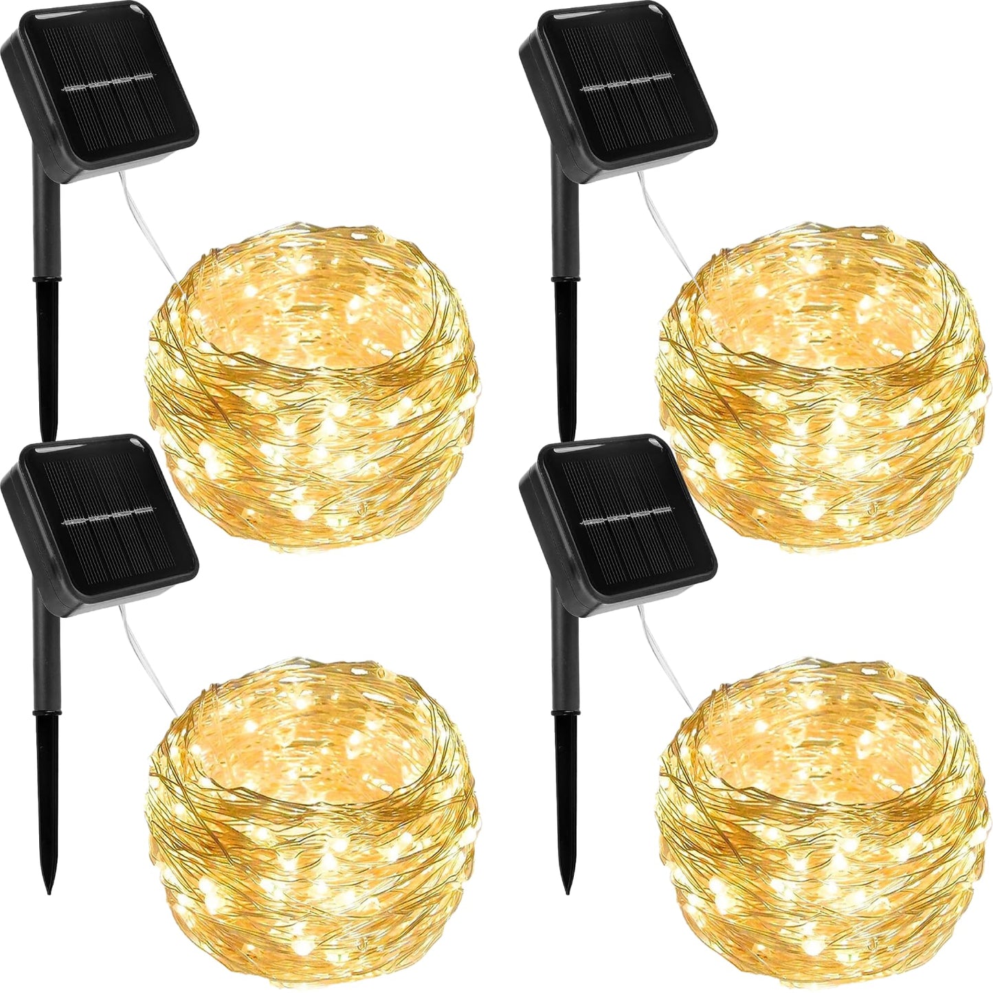 Twinkle Star 4 Pack Solar Fairy Lights - 460 Ft, 480 Led, Waterproof, Warm White, 8 Modes For Outdoor Patio Garden Wedding Decor
