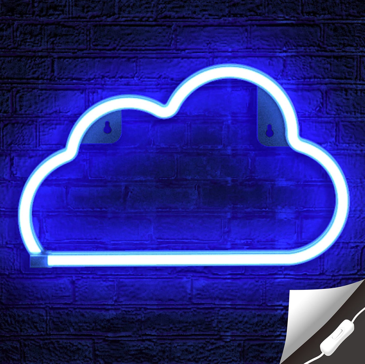 Lumoonosity Cloud Neon Sign - Usb Powered Blue Led Light For Wall Decor, Aesthetic Bedroom & Gaming Room - Model Nscloud