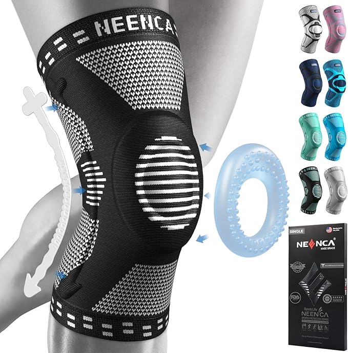 NEENCA Knee Braces for Knee Pain Relief, Compression Knee Sleeves with Patella Gel Pad & Side Stabilizers, Knee Support fo...