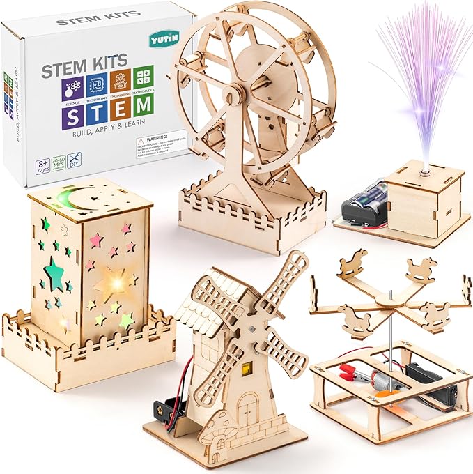 Yutin 5 Individual STEM Science Kits for Kids, Wood Arts and Craft Kits, STEM Toys for Boys Girls Age 8-12 8 10 12 13 14 G...