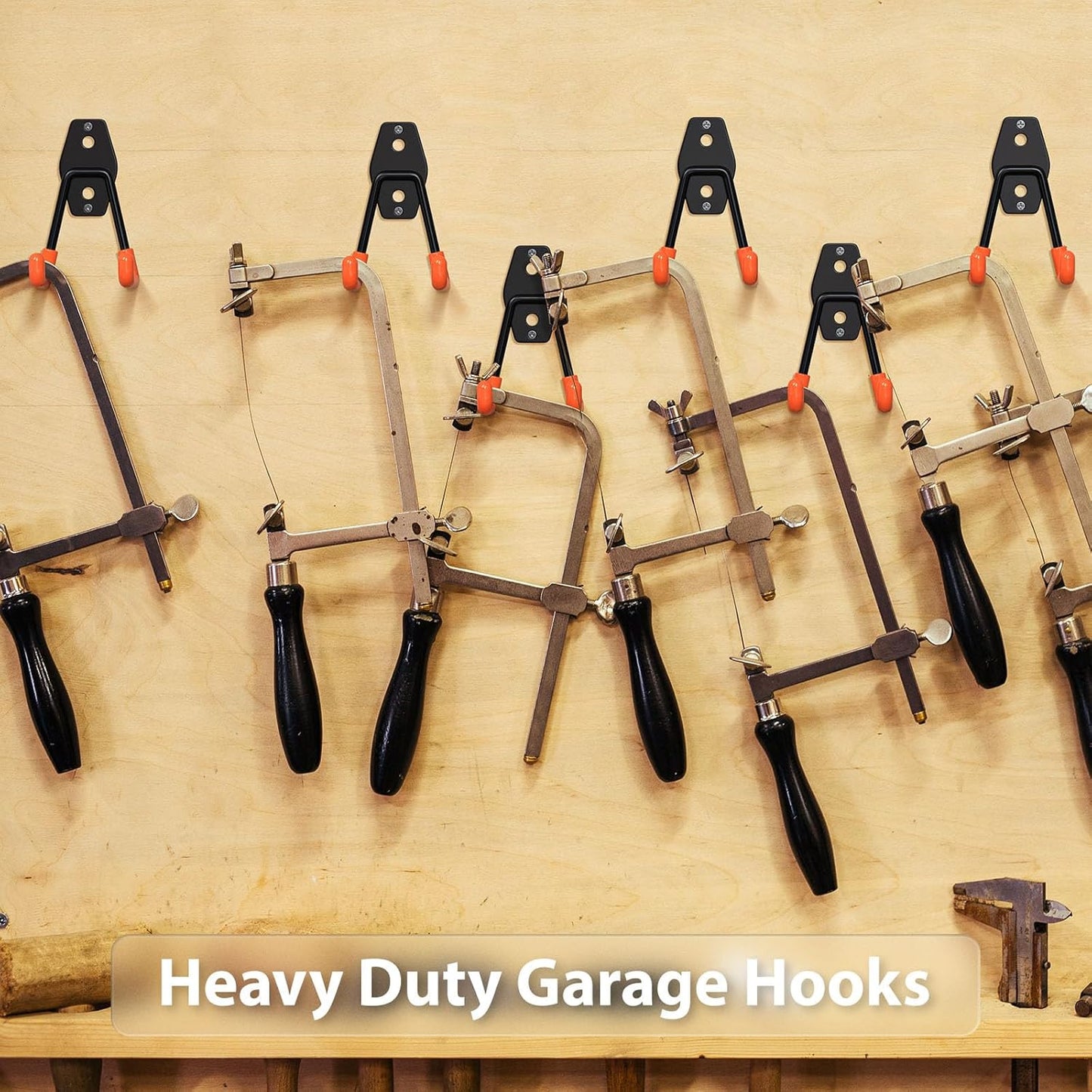 Utility Steel Wall Mount Heavy Duty Garage Hooks with Anti-Slip Coating,Storage More Yard,Garden and Power Tools and for Hanging Hose,Ladder and Bike(4 Pack 4.5x2.75 inch)