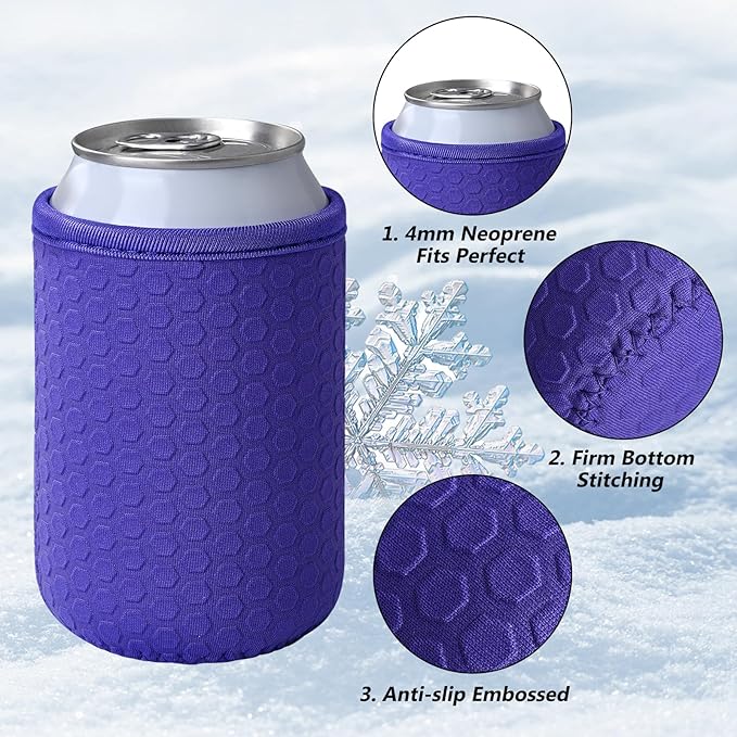 5 Pcs Insulated Can Sleeve, Reusable Can Cooler Sleeves, Non-slip Neoprene Beer Bottle Cover Holder for 12oz Standard Can Soda and Beer(Colorful)