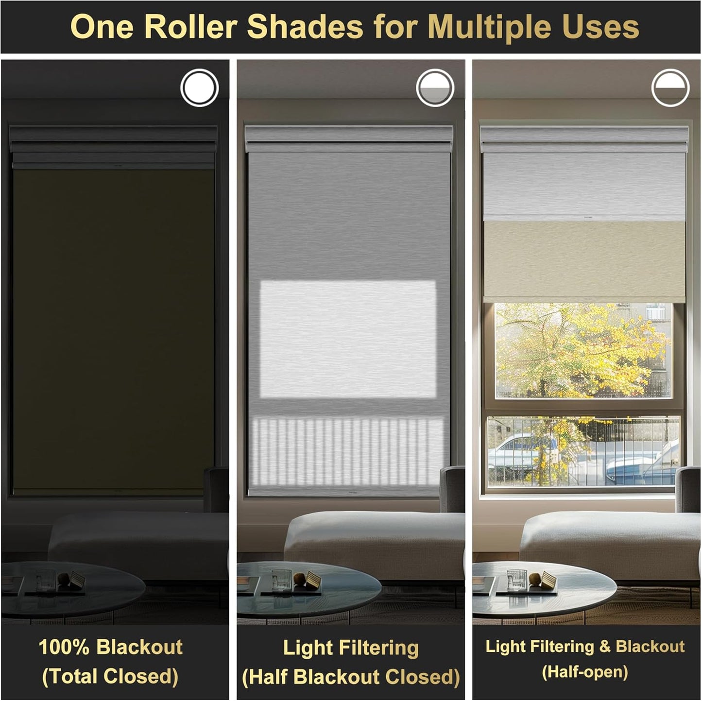 BERISSA Cordless Dual Roller Shades with Cassette Valance,Double Window Shades Blackout and Light Filtering Shades,Day and Night Roller Shades for Home Office Door.Beige and White.23 W x 56" H