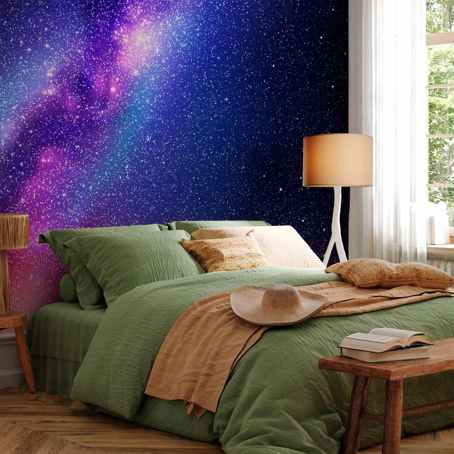 artgeist Premium Wall Mural Galaxy 157x110 in - XXL Non-Woven Wallpaper Fleece Wall Decor Photo Print Picture Image Abstract Space Sky Star Cloud Violet f-C-0487-a-a
