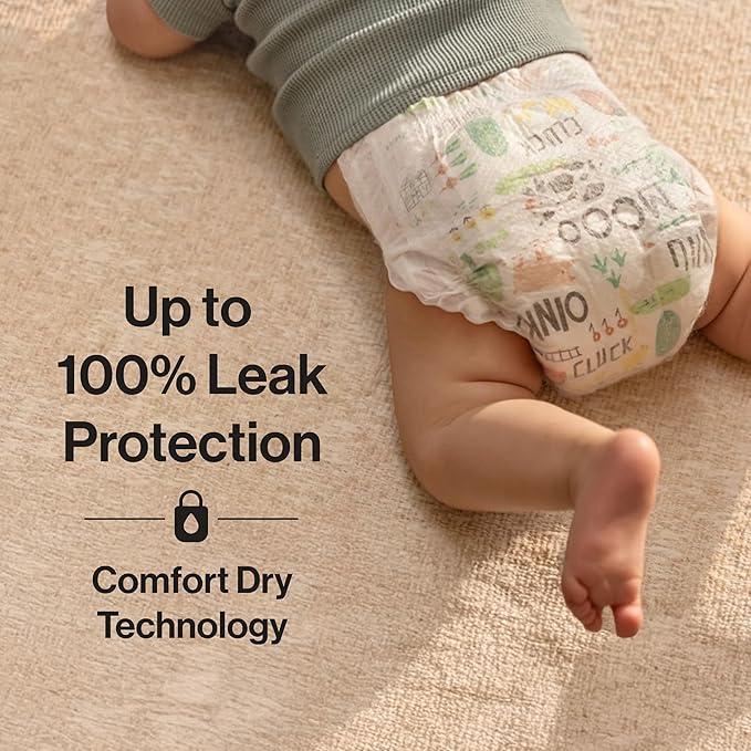 The Honest Company Clean Conscious Diapers for Delicate Skin | Up to 100% Leakproof | Hypoallergenic, Fragrance Free | Fall '25 Limited Edition Prints | Club Box, Size 5 (27+ lbs), 44 Count