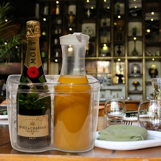 Ice Chilled Wine Bottle Server - 750ml Champagne & Wine Bottle Chiller | Elegant Shatter Resistant Cooler Bucket for Parties, Kitchens, Bars and Outdoors | Keeps Pre-Chilled Bottles Cooler Longer