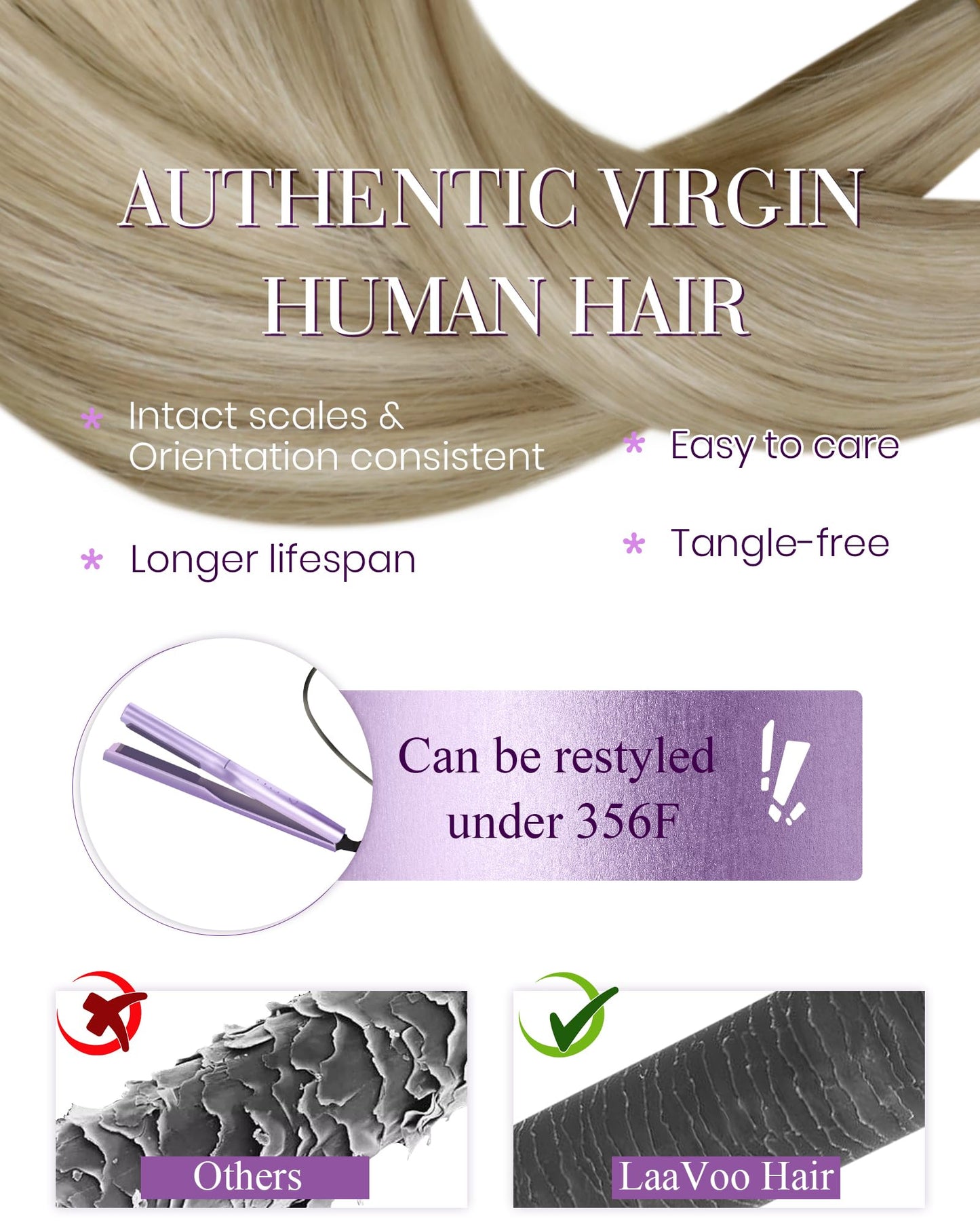 LaaVoo I Tips Hair Extensions Real Human Hair Blonde Itip Extensions Highlight Blonde I Tip Hair Extensions Human Hair Cold Fusi