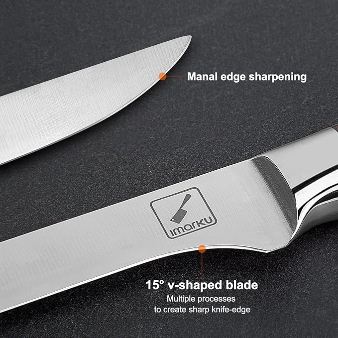 imarku Fillet Knife, German High Carbon Boning Knife, 6-Inch Stainless Steel Professional Grade Boning Fillet Knife for Fish, Pakkawood Handle for Meat and Poultry, Gifts for Men and Women