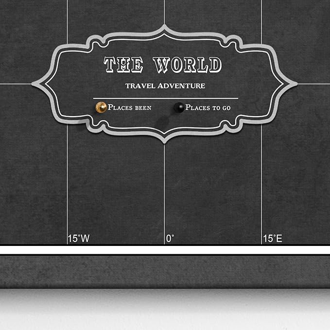 Canvas World Map with Cork Pin Board - English Lettering - Decorative Wall Decoration for All Rooms - Canvas Pictures with World Map Motif (90x60 cm, Pattern 7)