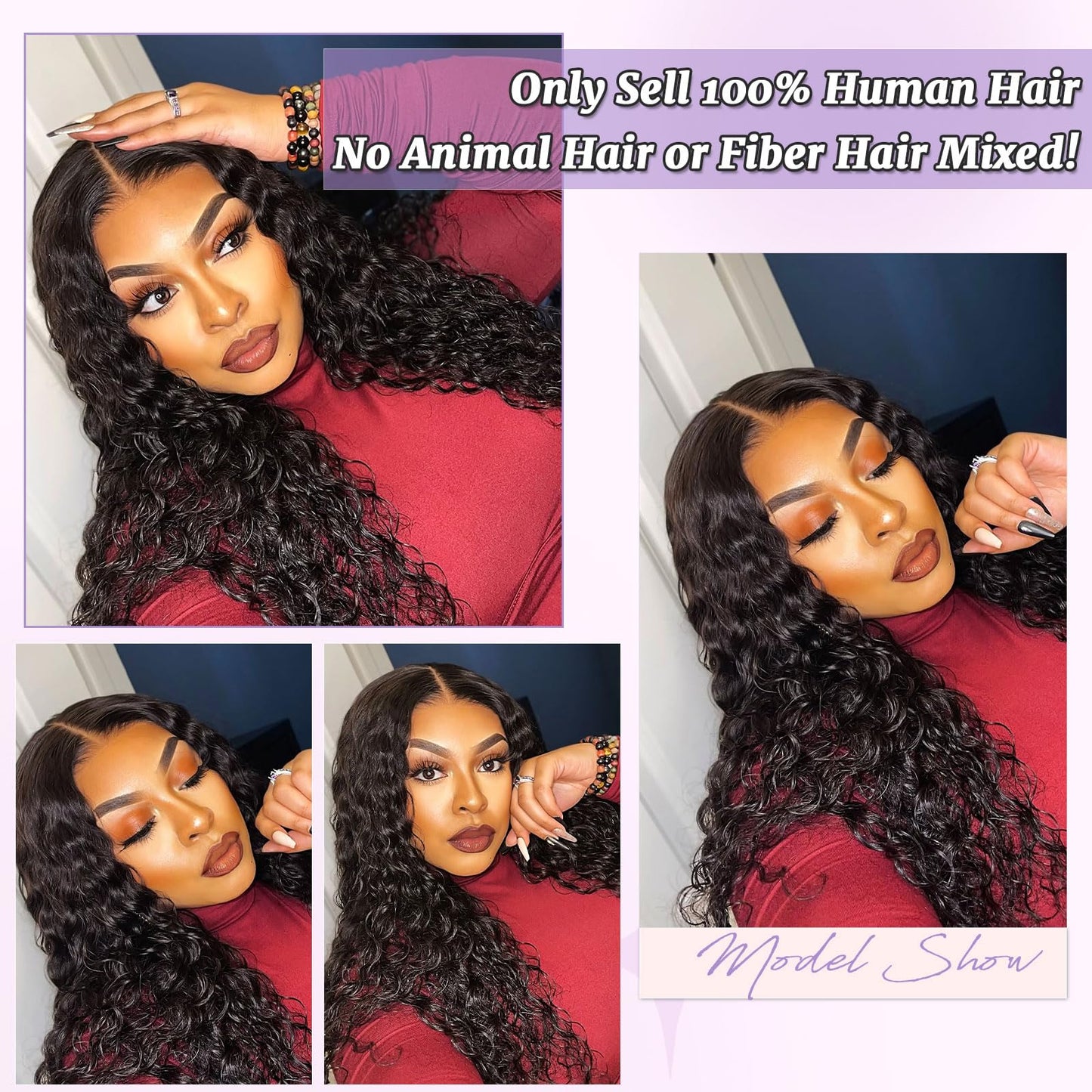 DSEKCAIN Water Wave HD Frontal 13x6 Lace Frontal Big Space Size Long Part 100% Human Hair Transparent Lace Closure Free Part Fro