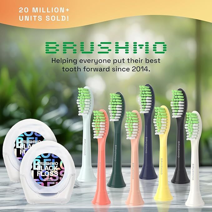 Brushmo Replacement Toothbrush Heads, Compatible with Philips One for Sonicare Electric Toothbrush Handles HY1022, 4 Standard Heads with Tongue Cleaner, Soft Dupont Bristles, BM124m, Mint Light Blue