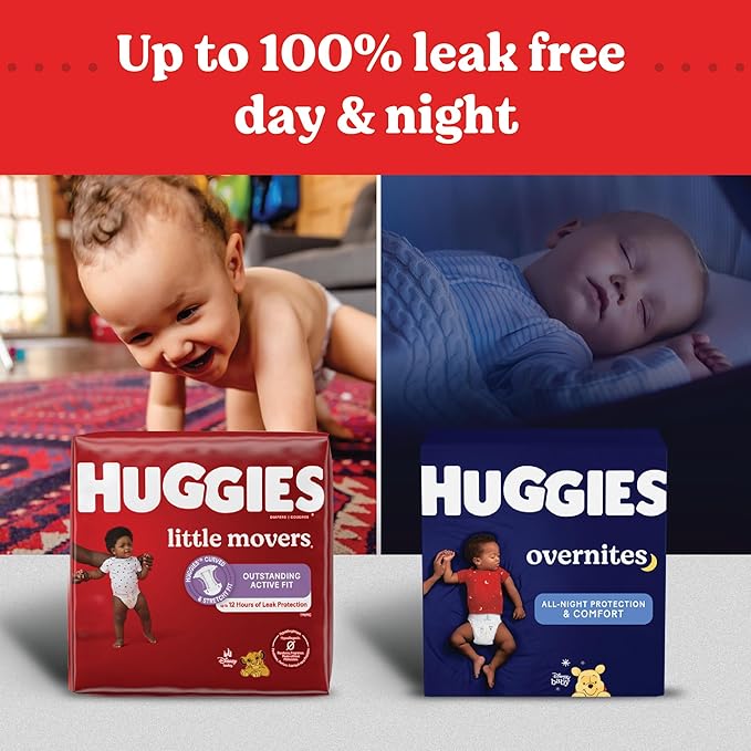 Huggies Size 8 Diapers, Little Movers Baby Diapers, Size 8 (46+ lbs), 72 Count