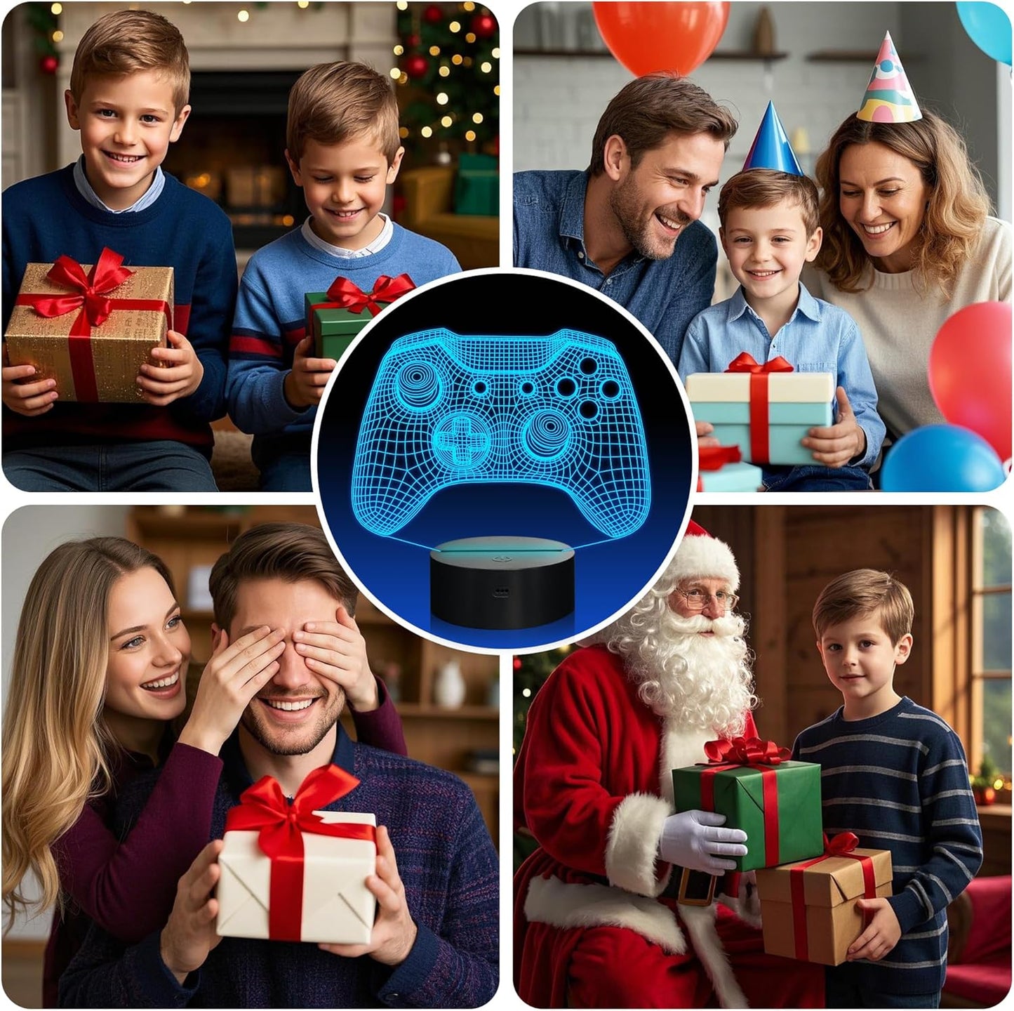 Attivolife Gamepad 3D Illusion Lamp, Controller Night Light with Remote Control + Timer 16 Color Changing Desk Lamp Kids Gamer Room Decor Plug in Best Cool Festival Birthday Gift for Boy Men