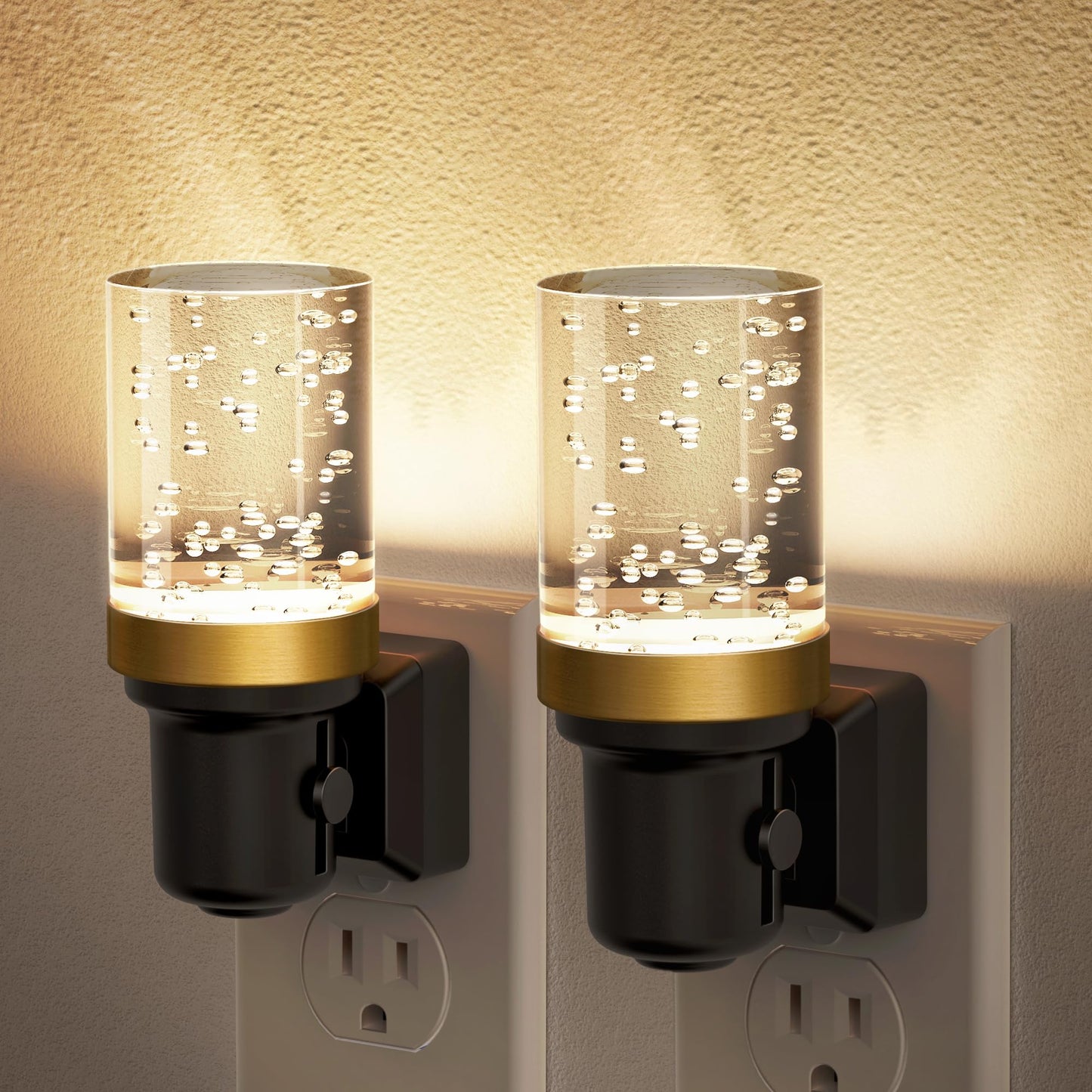 JandCase Dimmable Night Light, Auto On/Off Sensor, 3000K Warm White, 0-100LM, 2 Pack, Bubble - Warm, Model C-GY220