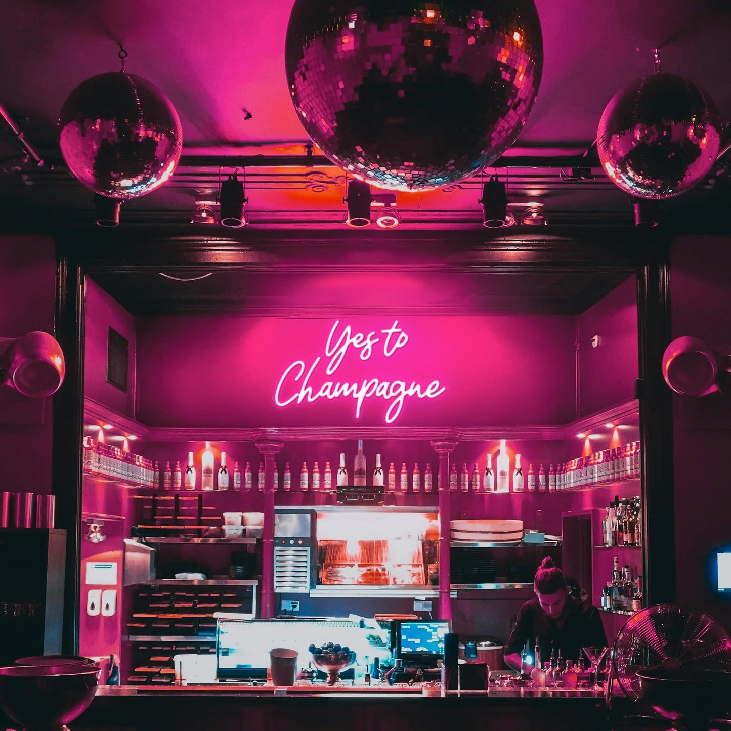 Kavaas Yes To Champagne Neon Sign 15 X 9.1  Neon Bar Signs For Home Bar Decor  Man Cave Pub Party - Best Gifts For Champagne Lover  Birthday  Christmas