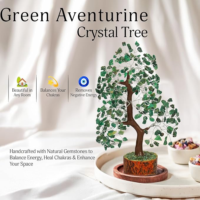 YATSKIA Green Aventurine - Money Trees, Chakra Crystalsm Crystal Trees as Home Decor, Healing Crystals, Tree for Home, Crystal Gifts for Women, Healing Crystals and Gemstones, Tree of Life Necklace